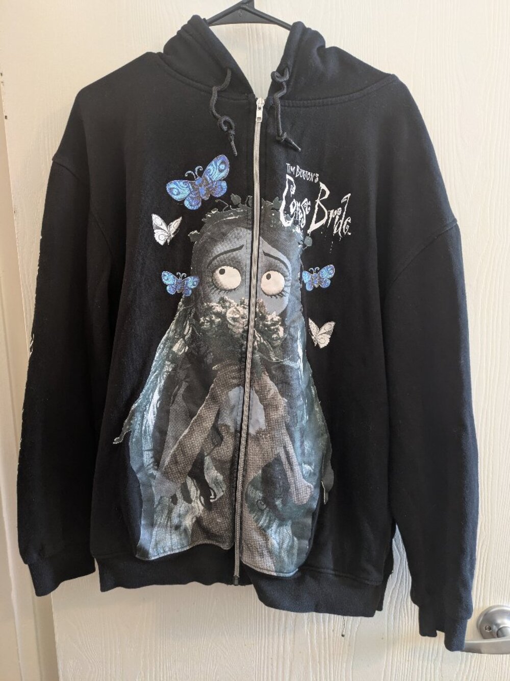 Official Tim Burton's Corpse Bride Emily Zip Up Hoodie Size Large Women's